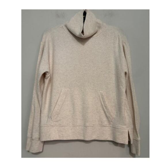 Faherty Thermal Mock Neck Pullover Sweater Womens Small Oatmeal Waffle - Picture 1 of 6